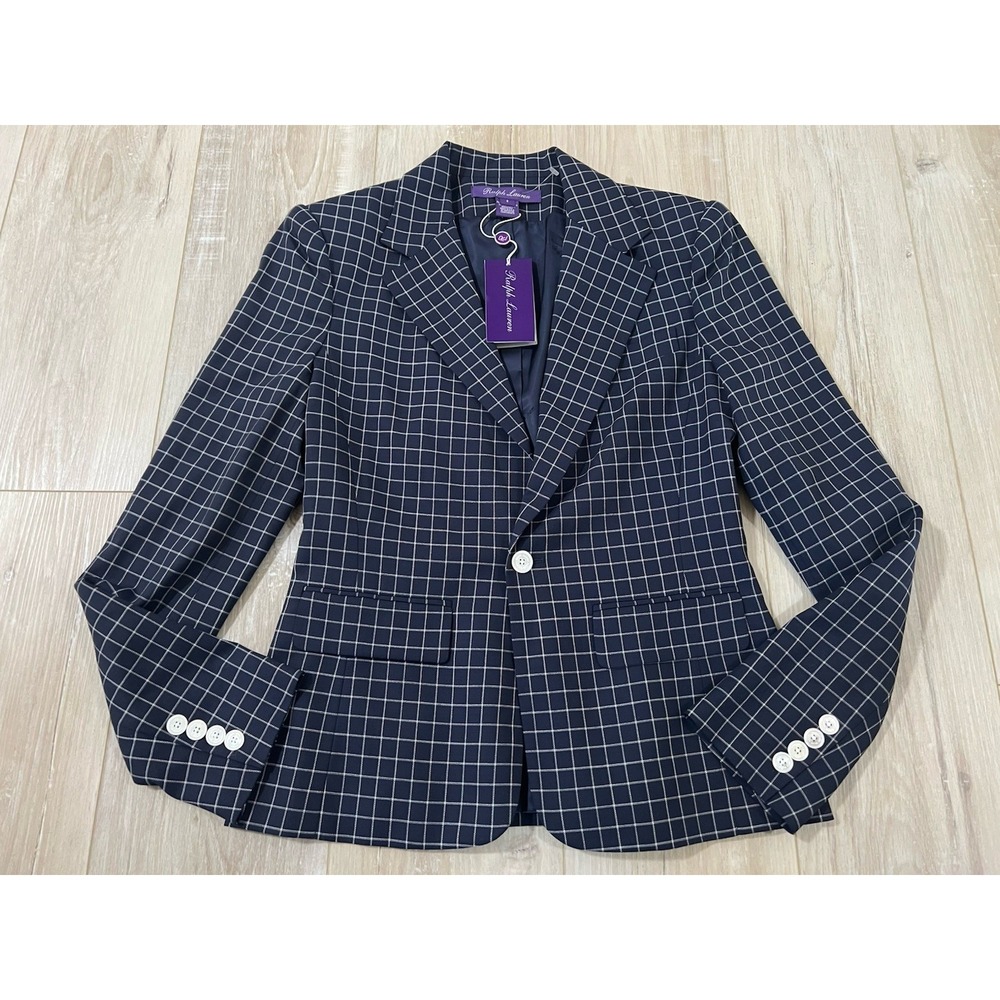 Ralph Lauren Purple Label Wool Blazer Suit Size 2 Navy/white Check out